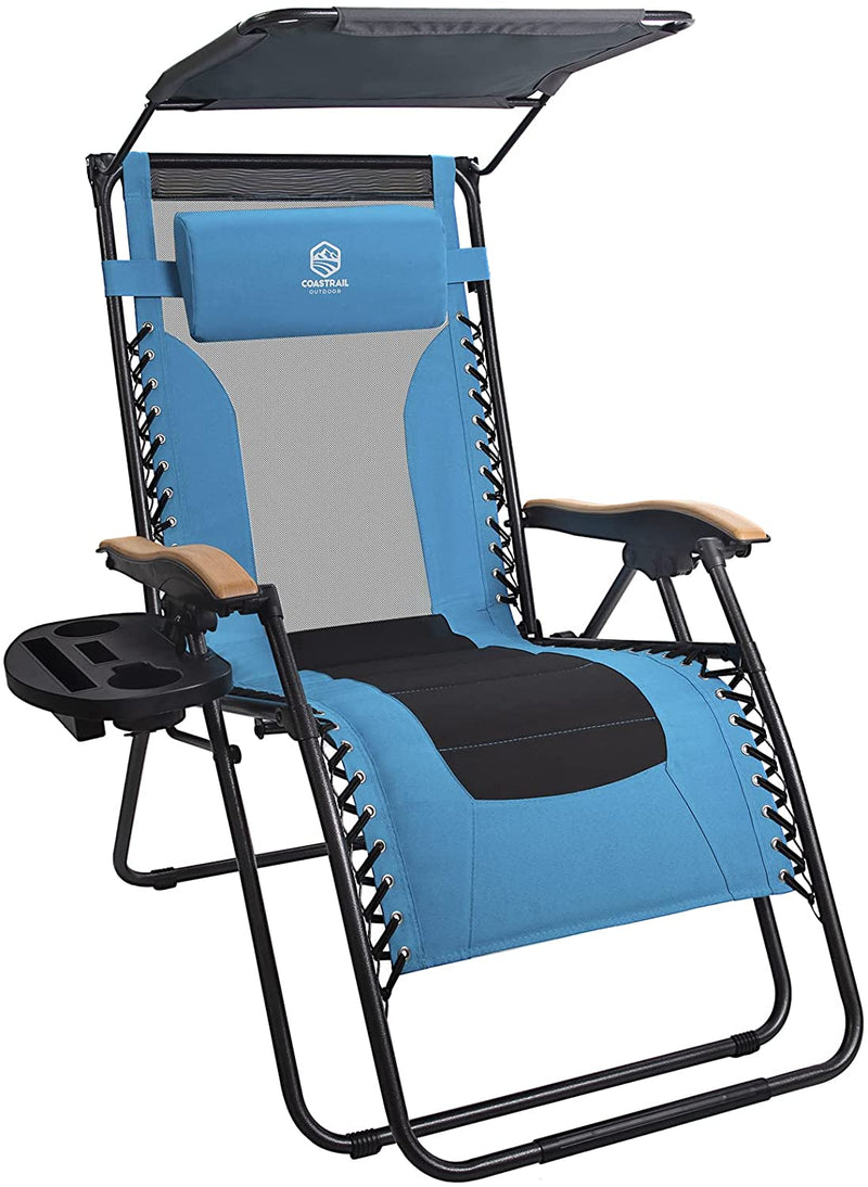 Premium Zero Gravity Reclining Lounge Chair with Sun Shade, Up to 400lbs