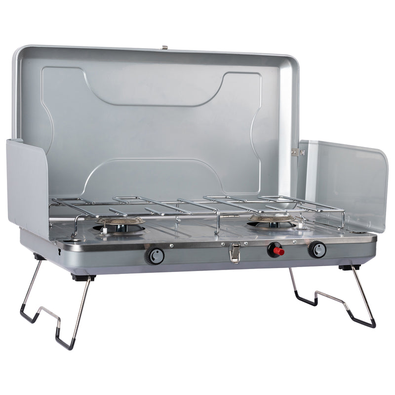Propane Camping Stove Outdoor 20,000 BTUs Portable Camping Stove with 2 Burners