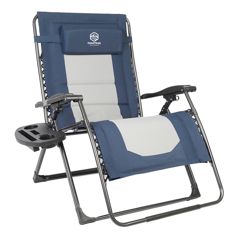 Oversized Zero Gravity Chair XXL 33.5" Width Patio Recliner Folding Chair, support up to 500lbs