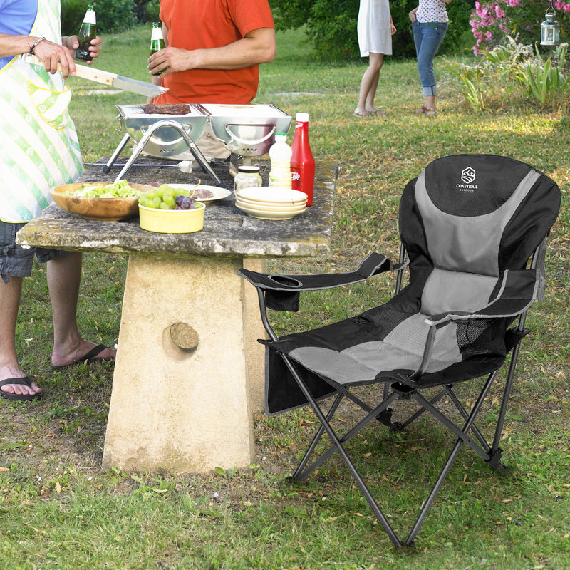 Outdoor Reclining Camping Chair, Supports 350lbs