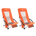 Low Back Folding Beach Chairs - 2 Pack