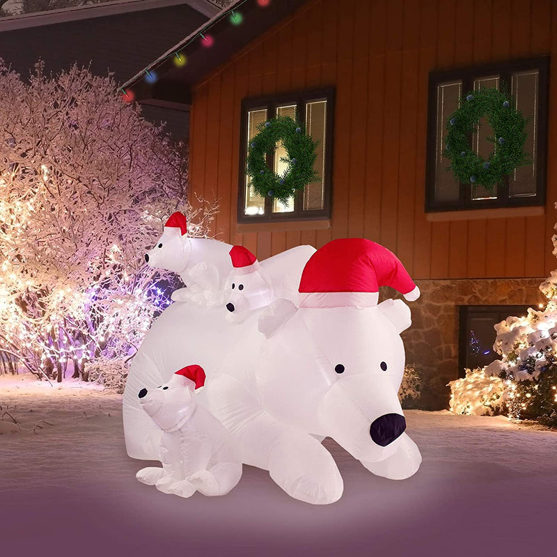 6ft Christmas Decorations Inflatable Polar Bear Family