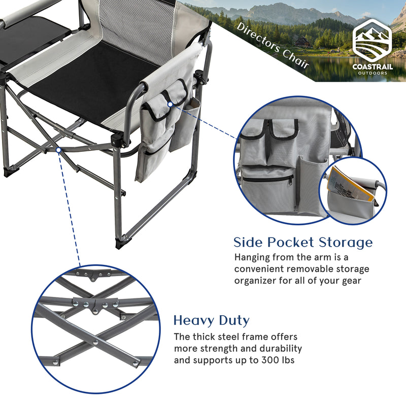Extra Compact Folding Directors Camping Chair, up to 300 lbs