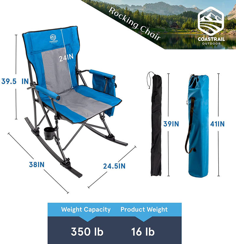 Folding Rocking Chair with Detachable Rockers 2 in 1 Rocking Camping Chair