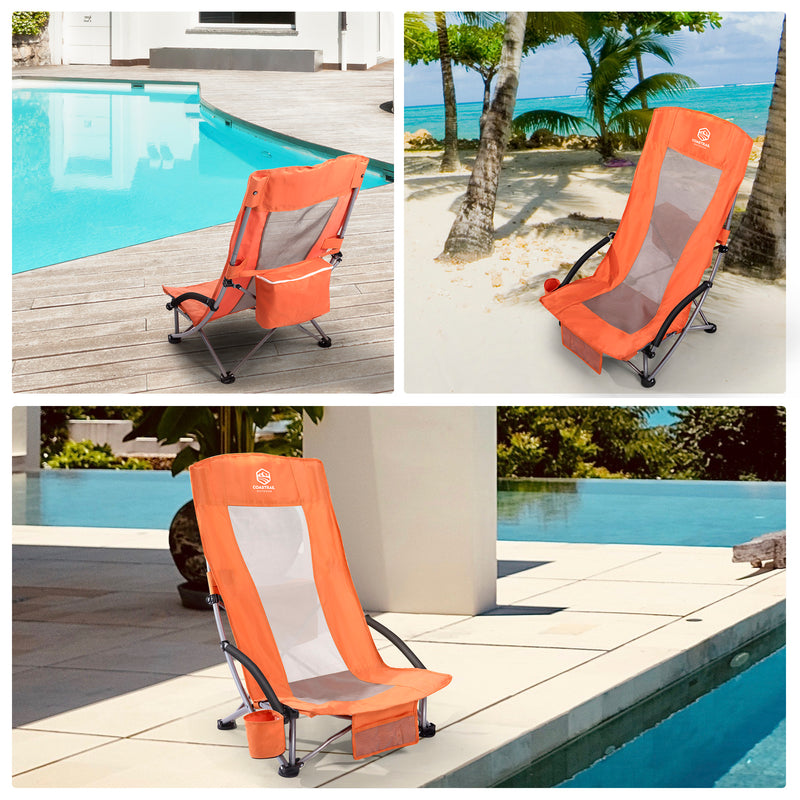 High Back Beach Chair Folding Chair - Orange