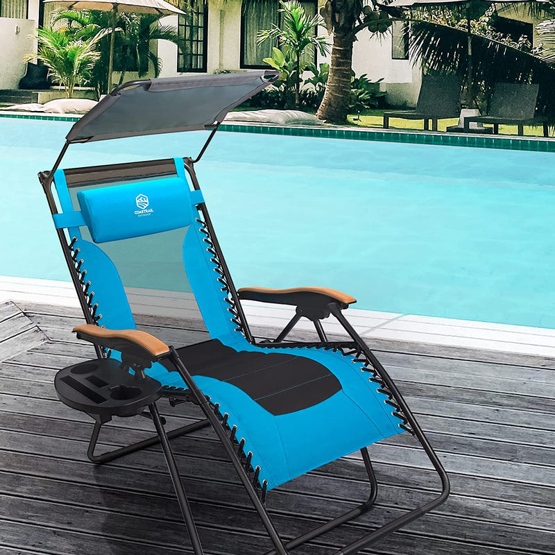 Premium Zero Gravity Reclining Lounge Chair with Sun Shade, Up to 400lbs