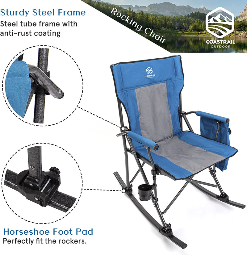 Folding Rocking Chair with Detachable Rockers 2 in 1 Rocking Camping Chair