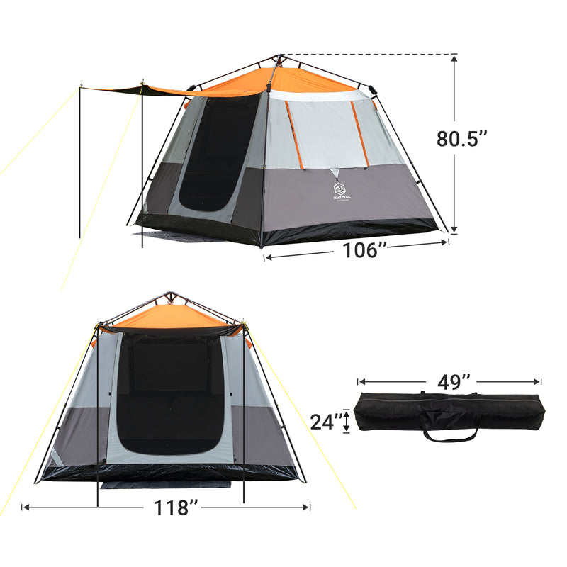 4/6 Person Dark Room Instant Tent for Camping Waterproof