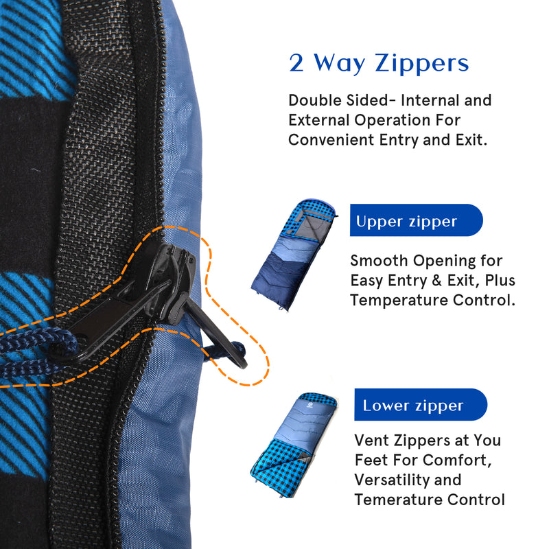 0 Degree Sleeping Bag, Single XL, 3-Zone Design